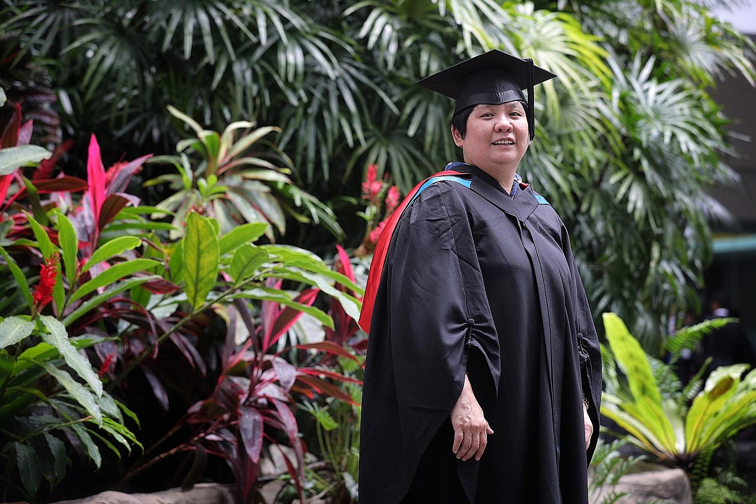 Ms Jean Ang, who is group general manager at Chop Hup Chong Food Industries, at her SUSS graduation ceremony yesterday.