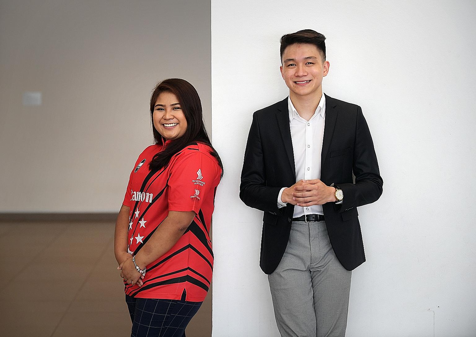 Singapore bowler Iliya Syamim and Mr Yong Ilias Hilsann were among those recognised at the Anugerah Mendaki awards ceremony at ITE College Central yesterday. ST PHOTO: ALPHONSUS CHERN