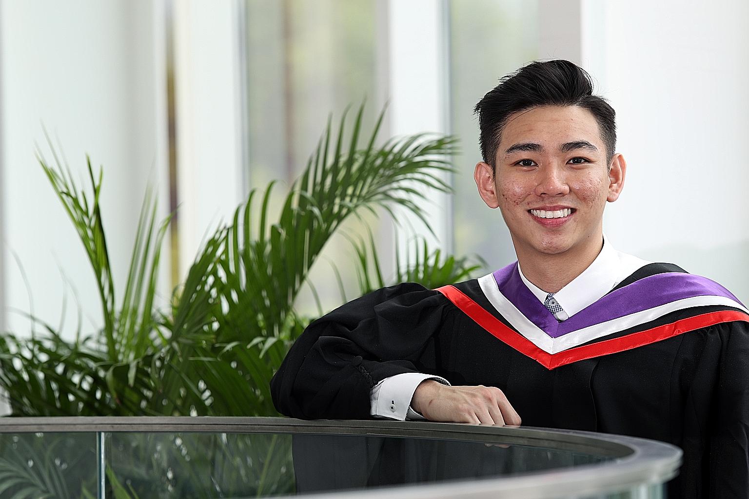 Mr Chua Kah Sheng, 26, was one of 14 graduates this year from the Singapore Institute of Technology who were part of the SkillsFuture Work-Study Degree Programme. PHOTO: LIANHE ZAOBAO