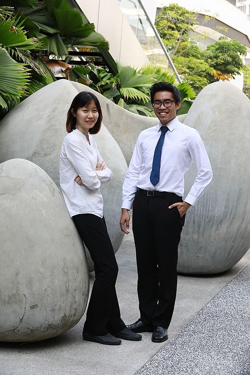 Mr Benjamin Chong received the BCA-Woha iBuildSG Undergraduate Scholarship yesterday, while Ms Ong Yan Xiang was one of four people given the iBuildSG Young Leaders' Advocate award.