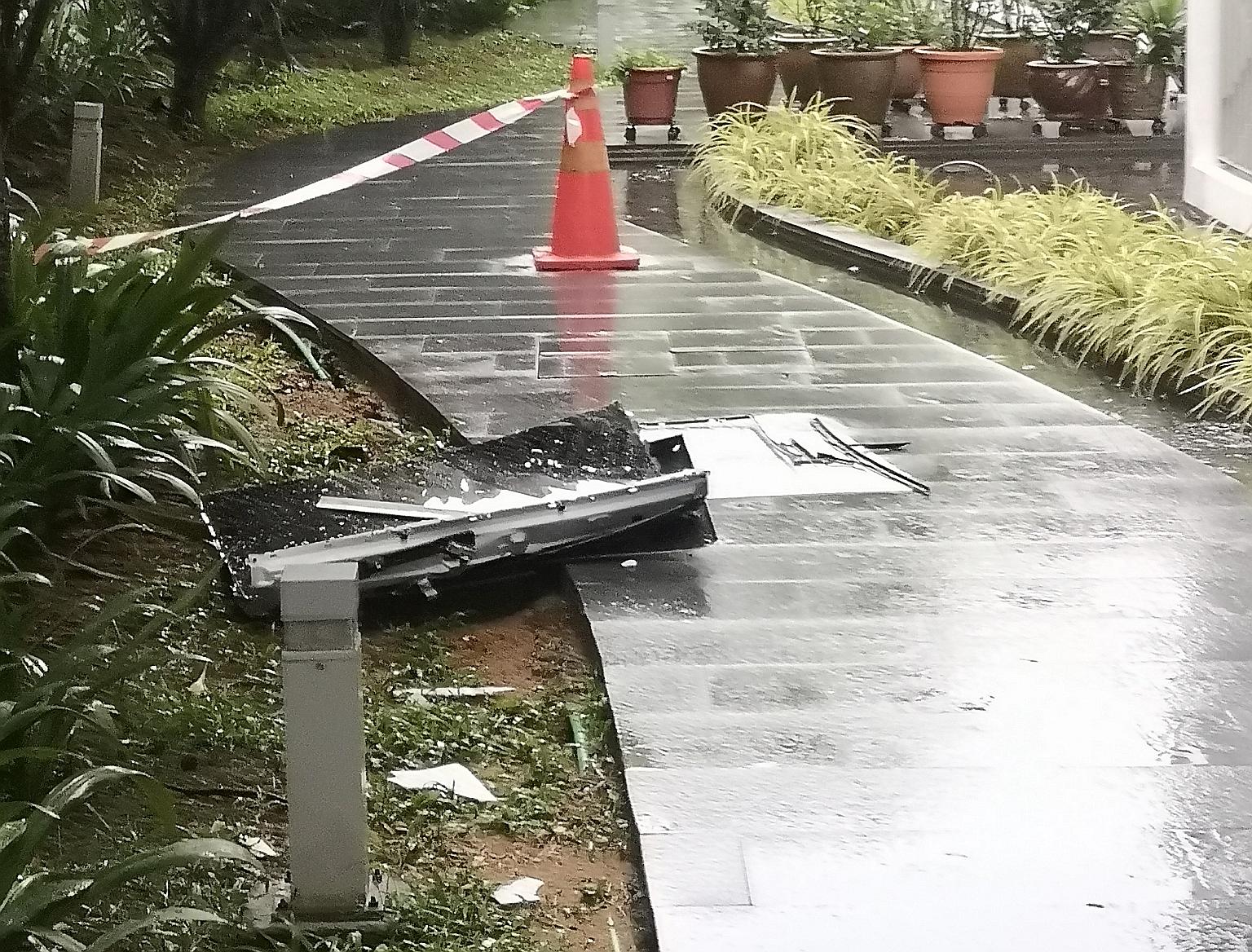 A resident at a condominium at 6 Pasir Ris Link said he was preparing food on Monday afternoon when he heard a loud sound. He said a 50-inch TV set landed on the ground floor and bits of it even landed on a balcony on the second floor but, fortunatel