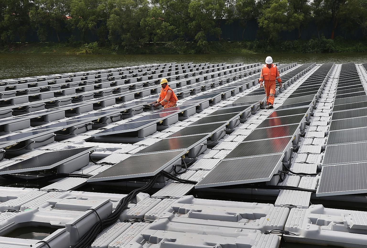 Singapore's solar panel test bed at Tengeh Reservoir in Tuas. In June, PUB said that one of the world's largest single floating solar photovoltaic systems will find a home in the waters of Tengeh Reservoir by 2021.