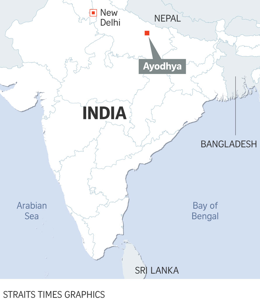 Ayodhya In India Map India's Top Court Hands Bitterly Disputed Ayodhya Site To Hindus | The  Straits Times