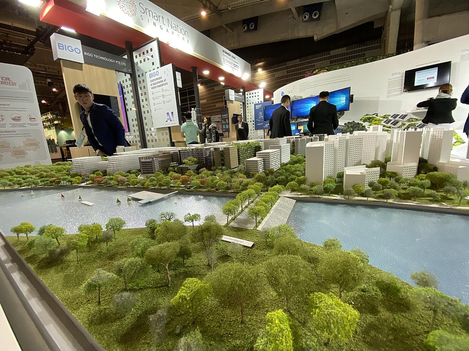 A model of the Punggol Digital District displayed at the Smart City Expo World Congress in Barcelona yesterday.