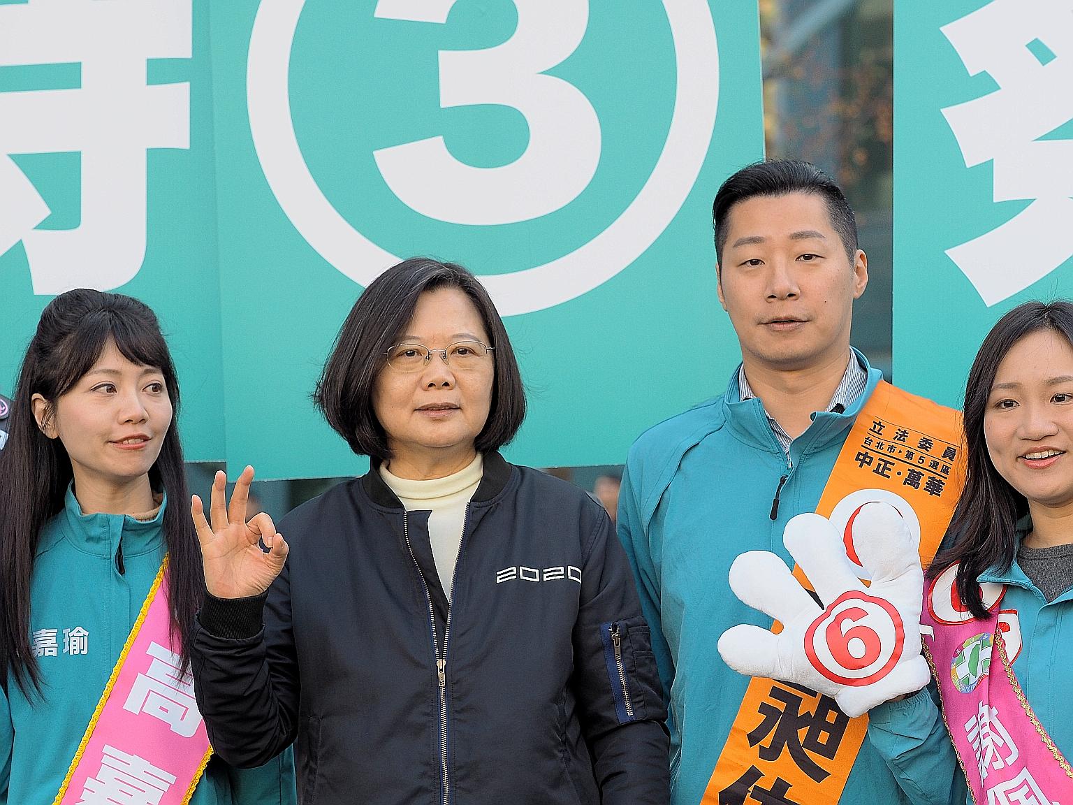 President Tsai Ing-wen at an election campaign event in Taipei last week. Following her win in the presidential polls in 2016, the BBC called Taiwan "the place to be a woman in politics". But the current election campaign has shown that sexism and mi