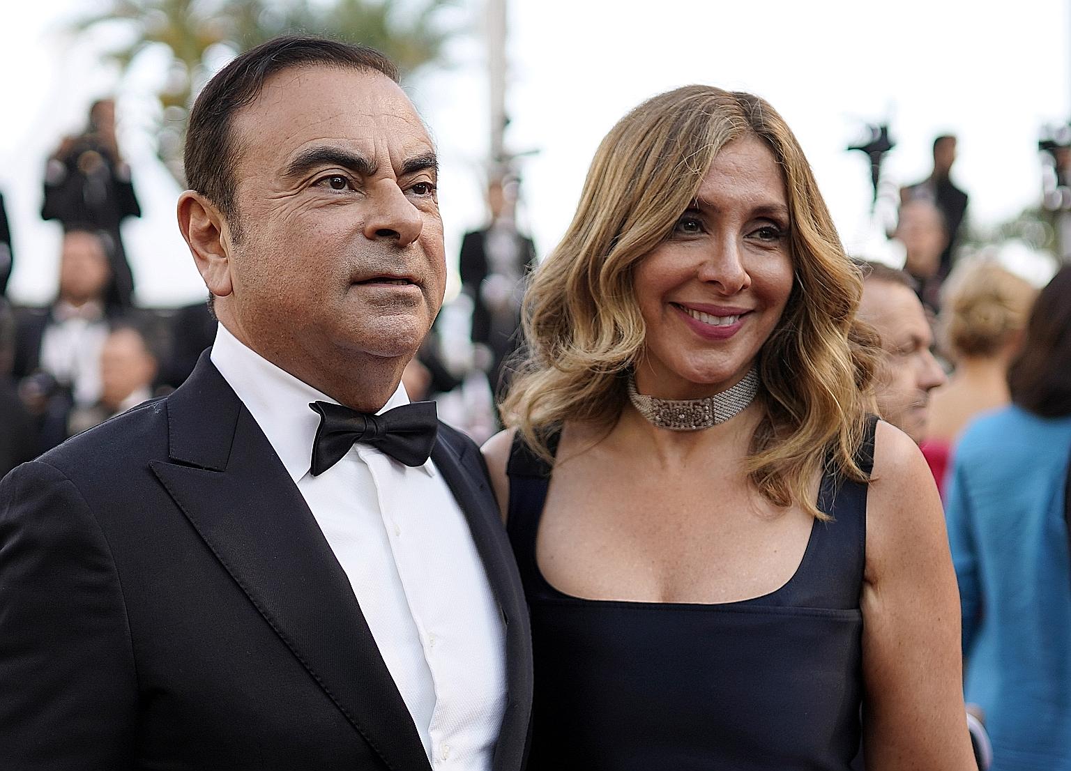 Fugitive car industry boss Carlos Ghosn and his wife Carole in happier times at the 71st annual Cannes Film Festival in France, in 2018. PHOTO: EPA-EFE