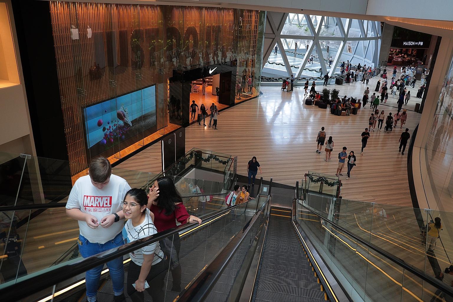 Stores at Jewel Changi Airport (left) that offer unique concepts or are exclusively located at Jewel seem to be doing better than retail chains that have multiple outlets in more accessible areas of Singapore.
