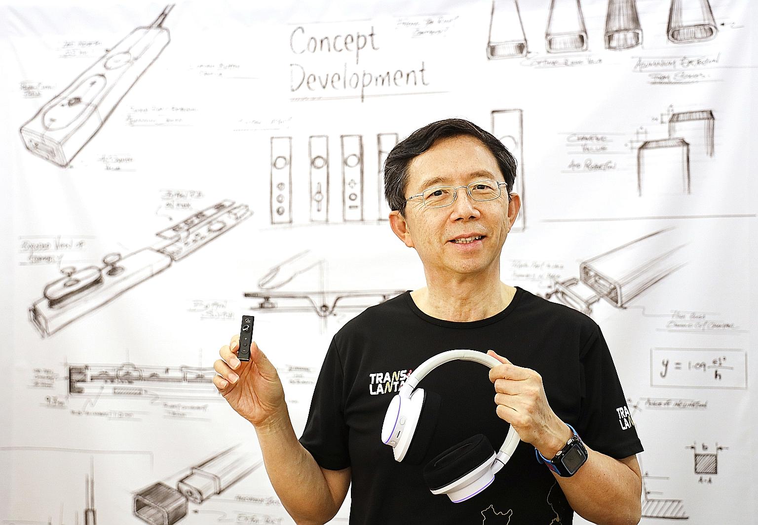 Creative CEO Sim Wong Hoo, with Super X-Fi products. New additions to its suite of products were launched at CES 2020, held in Las Vegas last week.