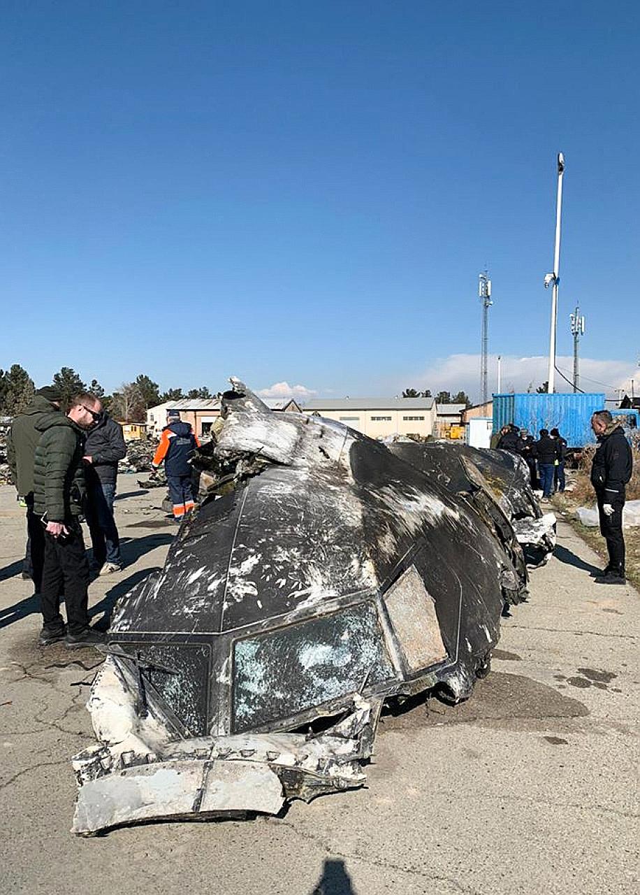 Part of the wreckage of the Ukraine International Airlines plane that crashed outside Teheran last Wednesday. PHOTO: AGENCE FRANCE-PRESSE