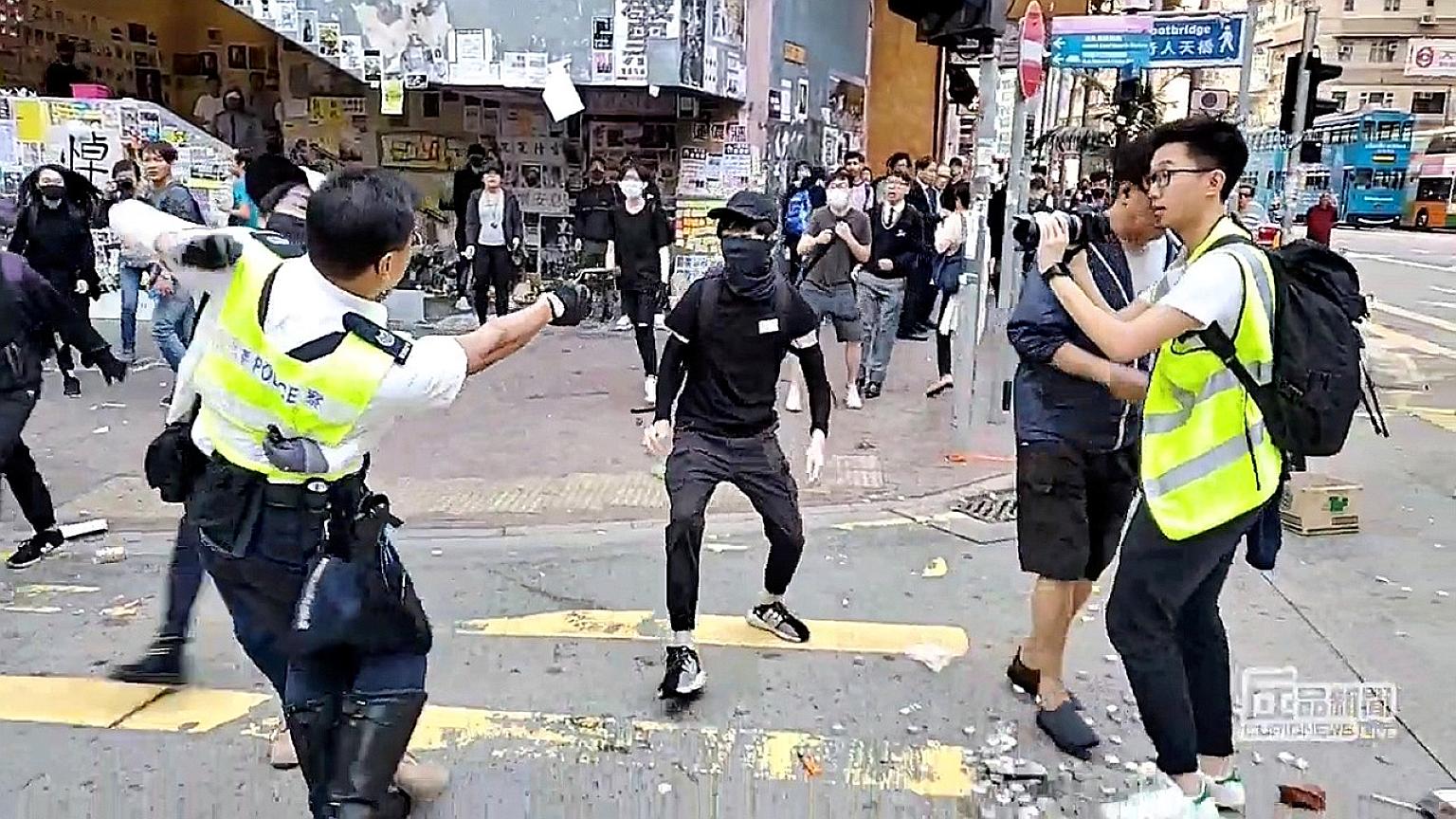 Hong Kong police have consistently defended their actions as a response to recurring violence from protesters.