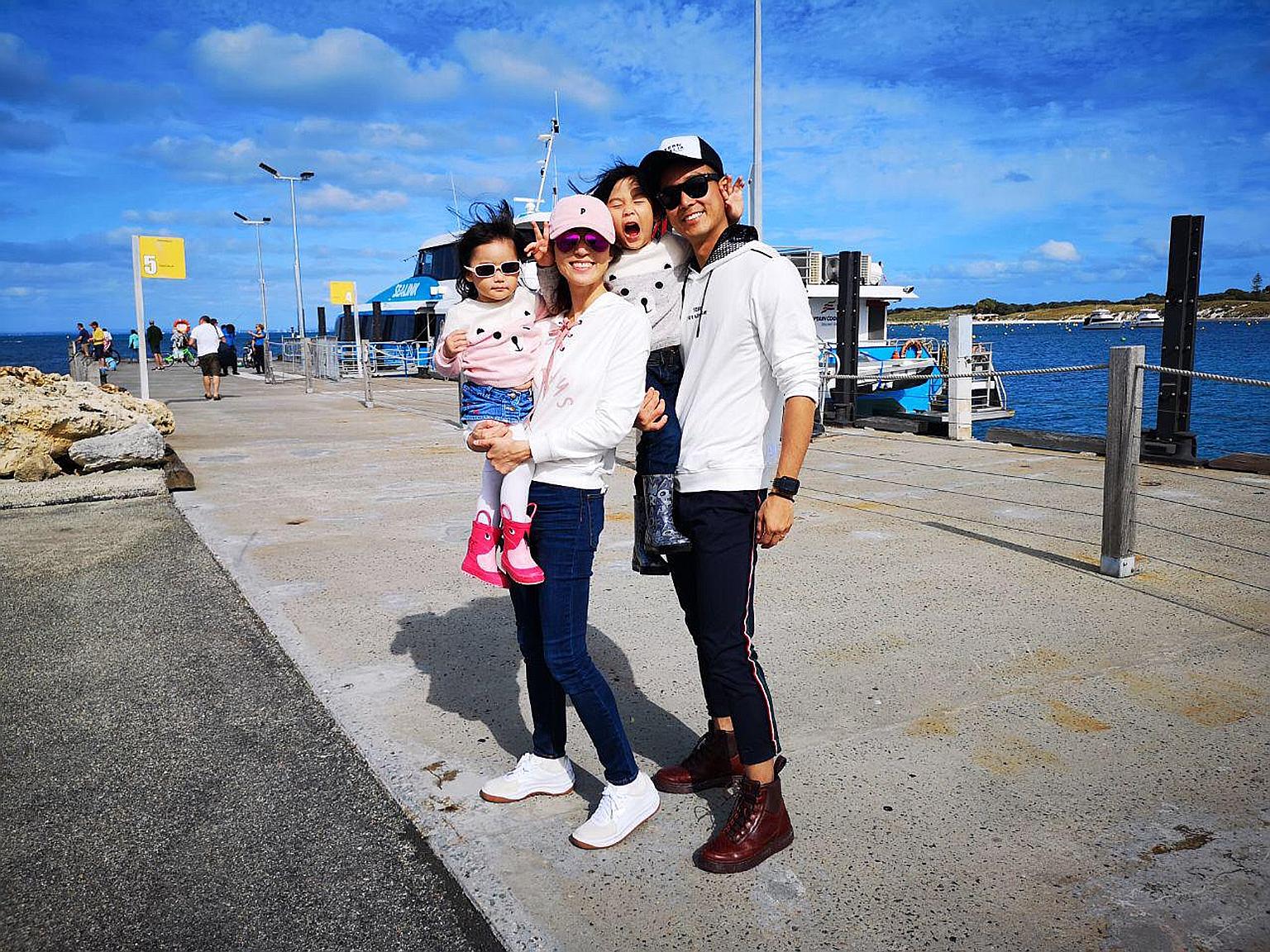 Celebrity couple Andie Chen and Kate Pang, both of whom endorse products, with their children Aden and Avery. Ms Pang says she considers how the products she endorses fit in with her own branding, going as far as to turn down endorsement offers for s