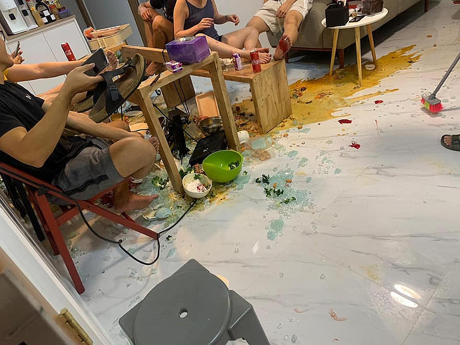 Ms Stephanie Chu and her husband hosted a hotpot meal at their house on Sunday, only to have the tempered glass table they were eating at shattering 30 minutes into the meal. The couple said they were not informed that the table could not withstand t
