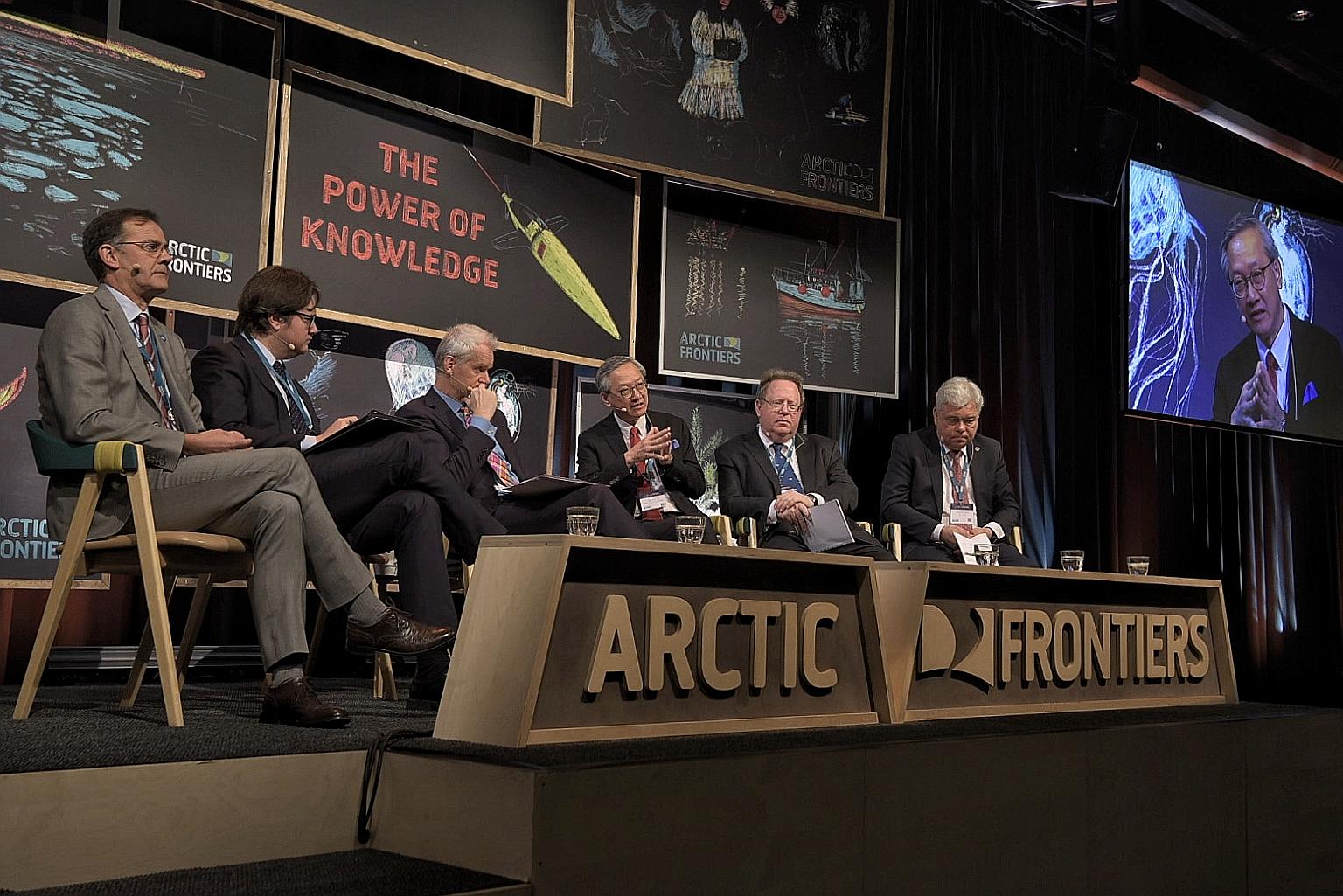 (From left) Mr Manuel Barange, director of the Fisheries and Aquaculture Policy and Resources Division at the Food and Agriculture Organisation of the United Nations; Mr Jens Frolich Holte, State Secretary at Norway's Ministry of Foreign Affairs; Mr 