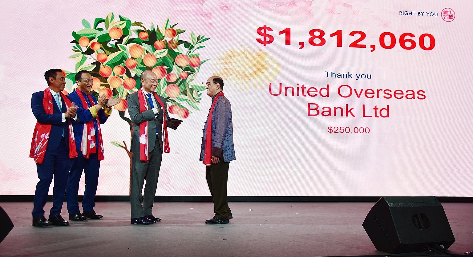 More than $1.8 million was raised for local charities, including The Straits Times School Pocket Money Fund, by United Overseas Bank (UOB) Group Commercial Banking and more than 800 of its clients at an annual Chinese New Year fund-raiser held at The