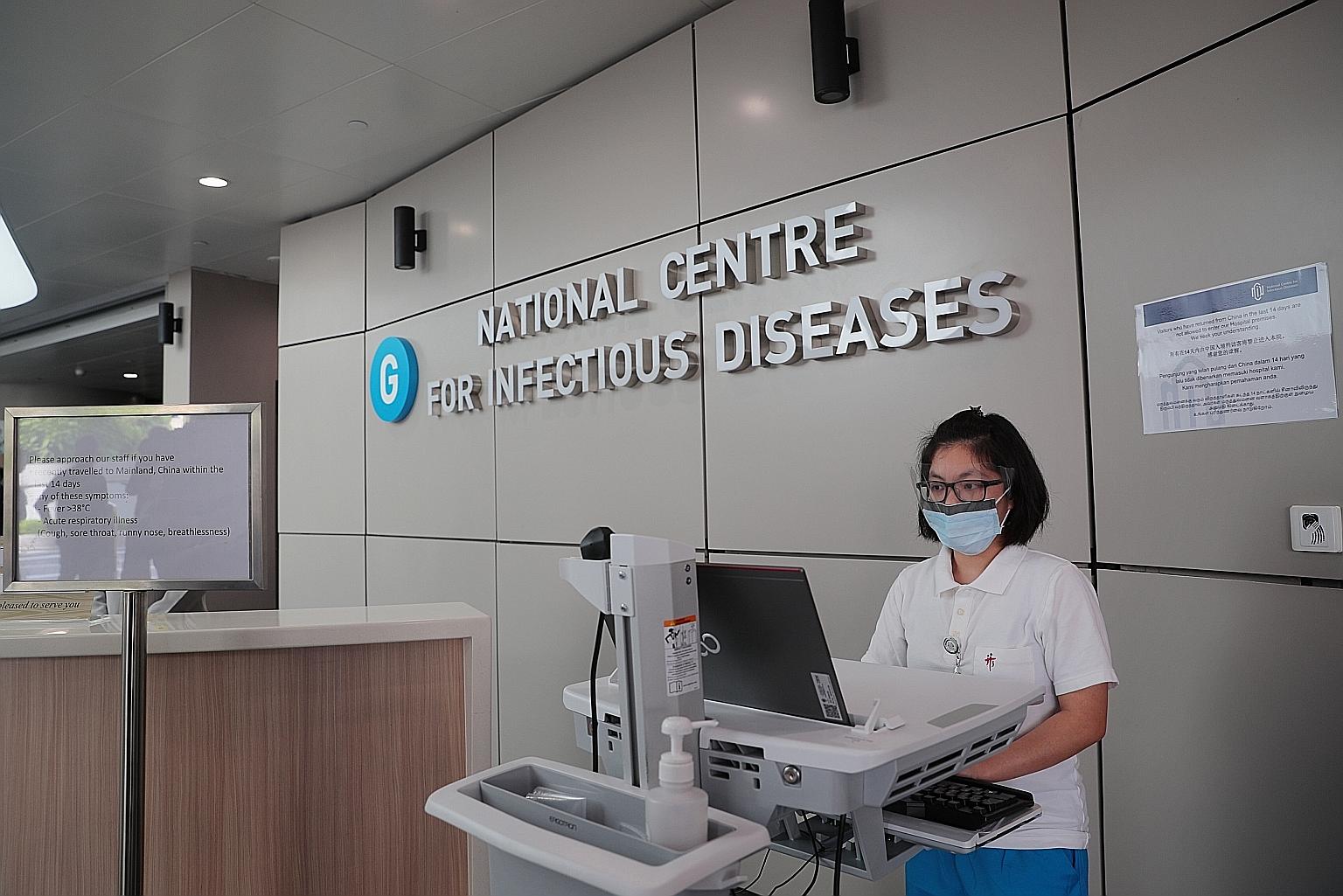 Most of Singapore's Wuhan virus patients are being cared for at the National Centre for Infectious Diseases where staff have anticipated an outbreak like the current one and are well-trained for such an event. ST PHOTO: JASON QUAH