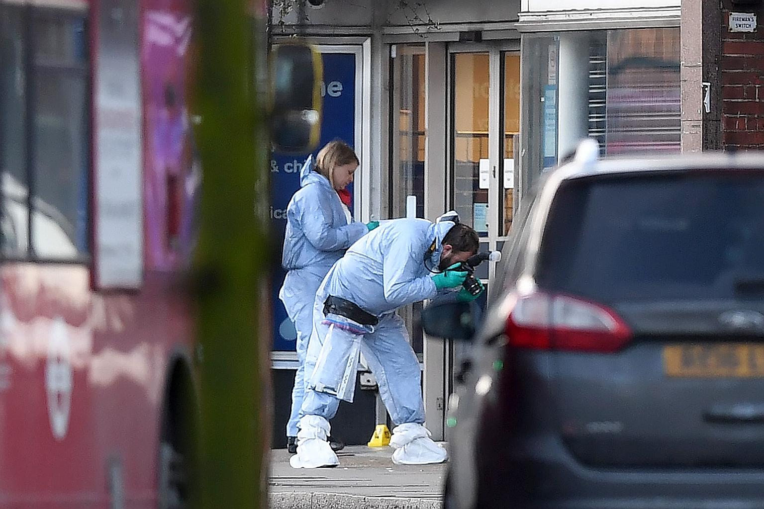 Police forensic officers working outside a shop in Streatham High Road, south London, yesterday. Sudesh Amman (above), who was jailed in 2018 for possession of terrorist documents and disseminating terrorist publications, was shot dead by the police 