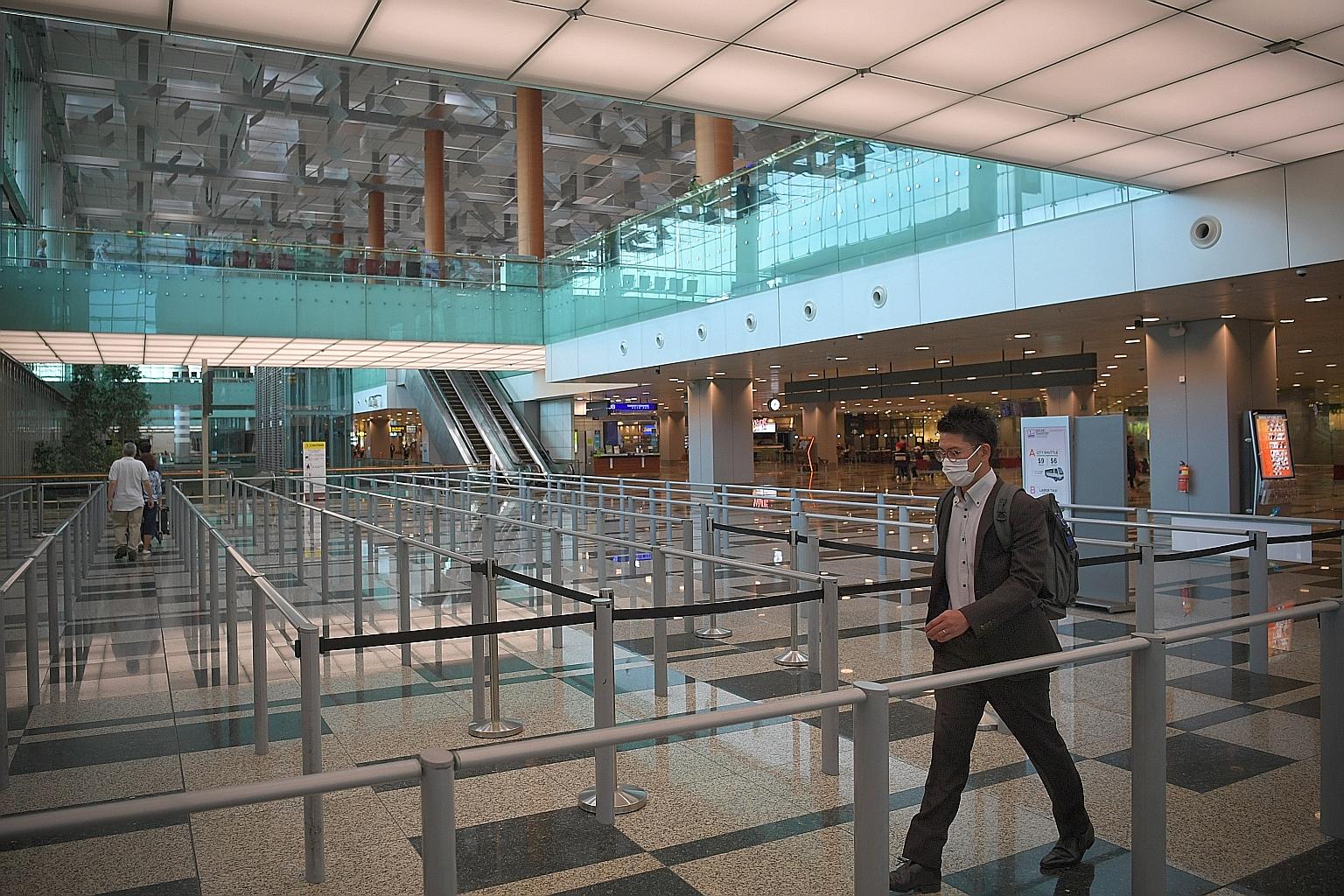 There was barely a queue for taxis at Changi Airport Terminal 3 yesterday. Chinese travellers make up a third of Changi Airport's retail sales. ST PHOTO: ARIFFIN JAMAR