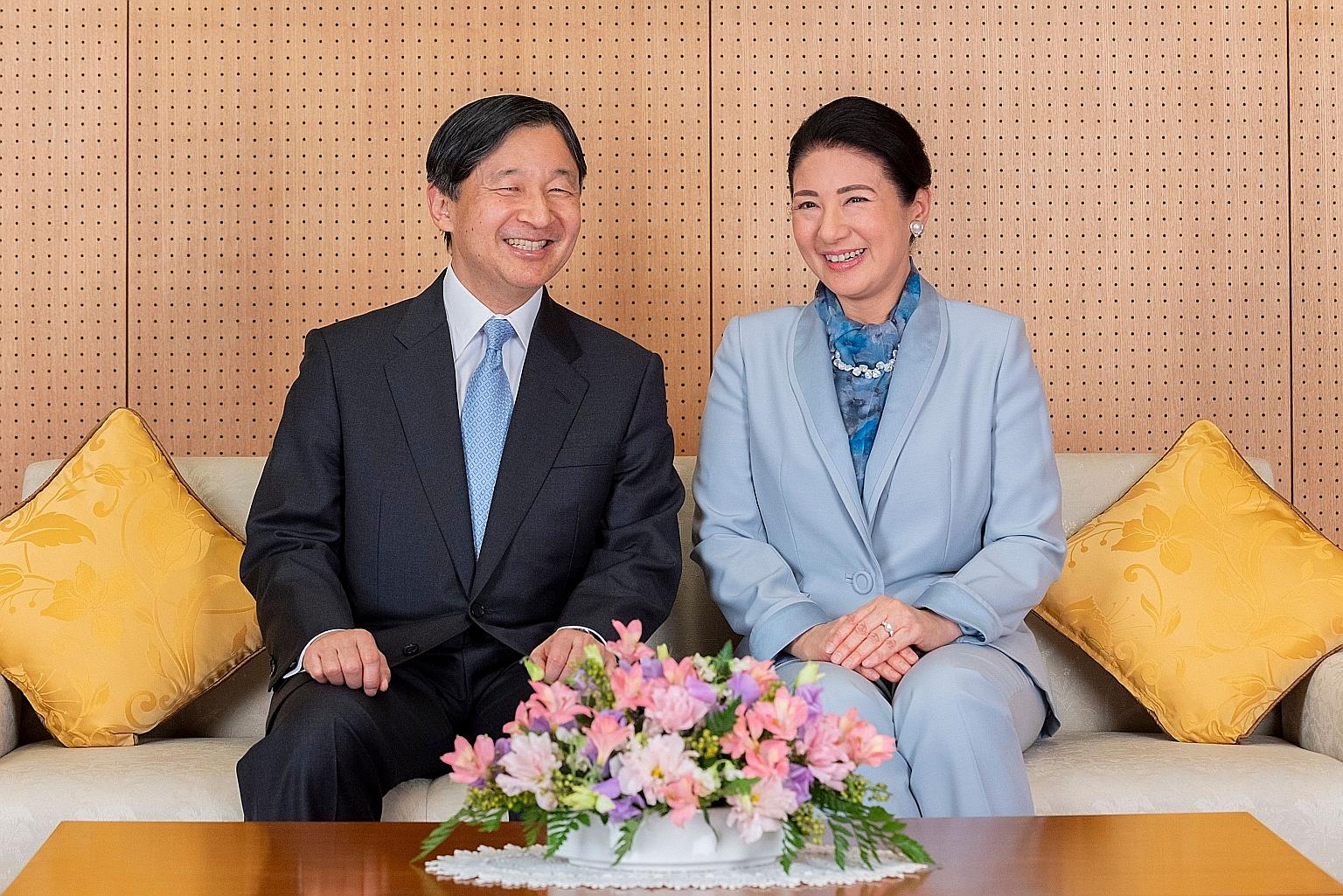 Japan's Emperor Naruhito and his wife, Empress Masako, at their residence in Tokyo earlier this month, ahead of his 60th birthday yesterday. It was his first birthday since taking over the Chrysanthemum Throne from his father Akihito in May last year