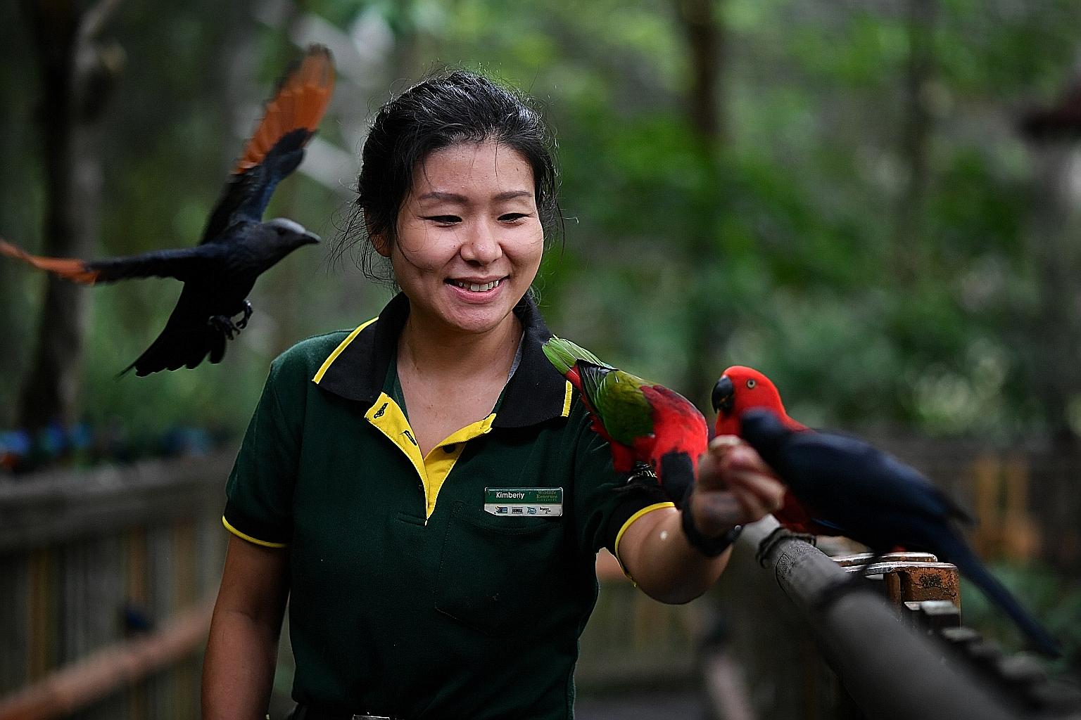 Jurong Bird Park junior birdkeeper Kimberly Wee, who picked up skills needed for her work through on-the-job training and courses, is looking forward to progressing to the next stage of her job under a new competency framework in zoology launched by
