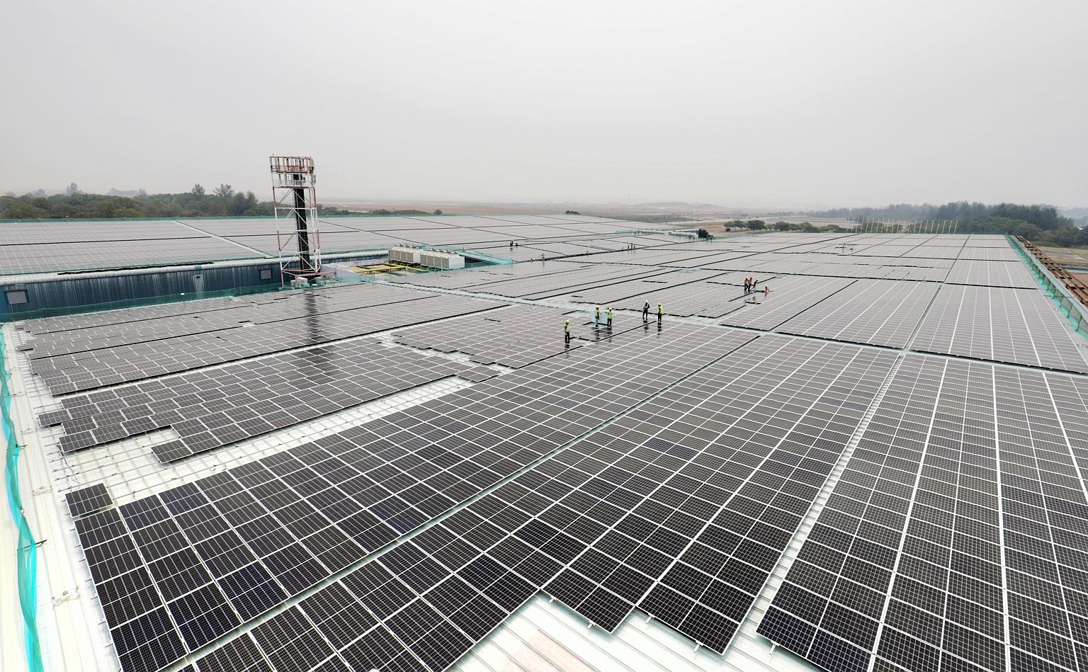 Solar panels at Changi Exhibition Centre. Senior Minister Teo Chee Hean said Singapore will look at transforming its industry, economy and society, for instance, by ramping up its programme to capture more energy from the sun.