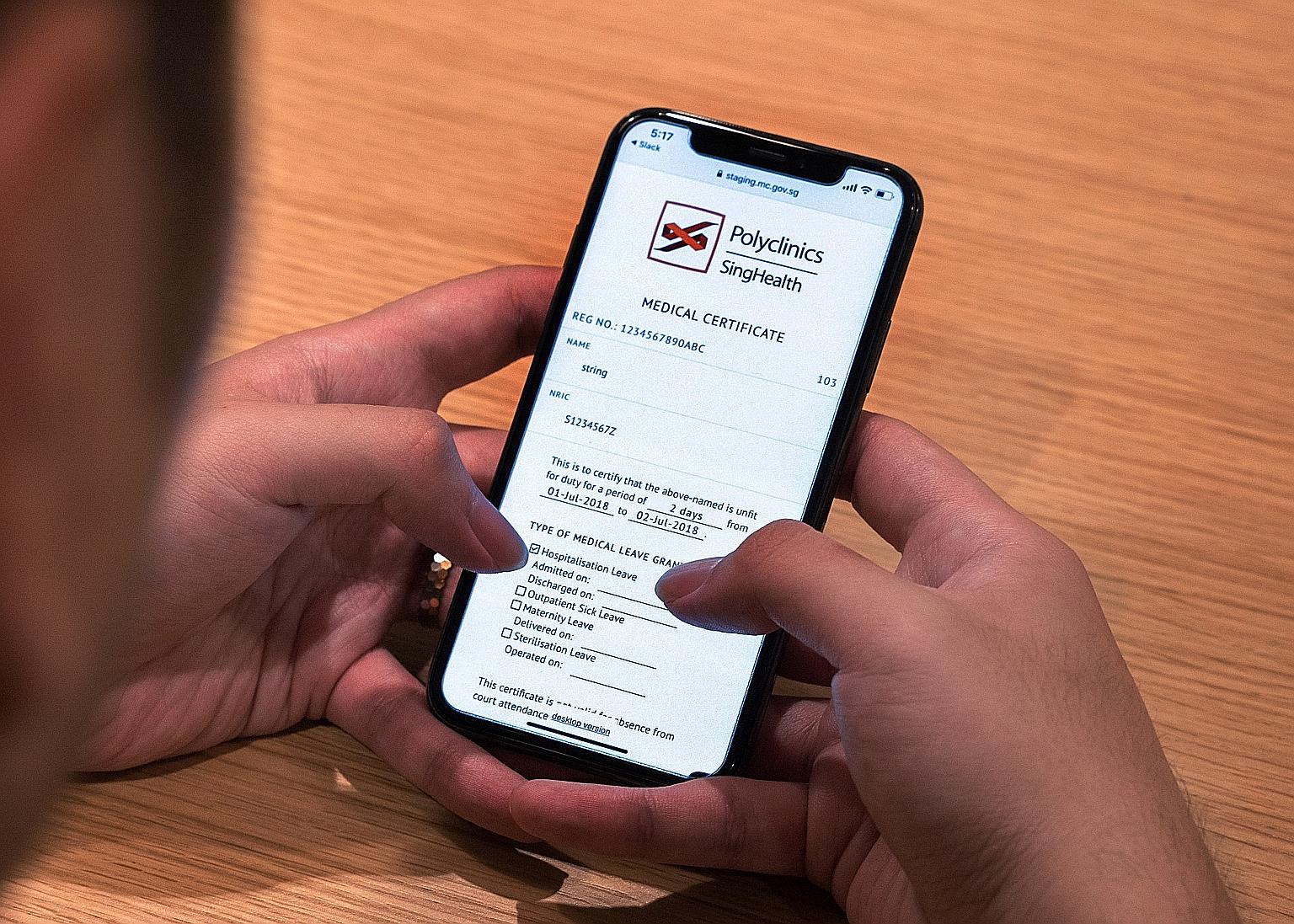 Digital MCs, which can be accessed via a URL and are sent to patients in an SMS, eliminate the need to submit a hard copy of MCs to their employers, or request for a replacement. The system was rolled out to the SingHealth cluster last December after