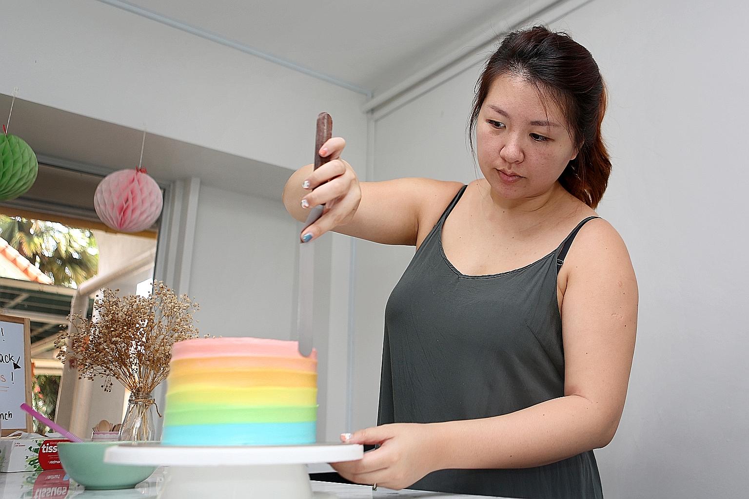 Baker Wong Jie Hui now gets only one to two orders on weekdays - none on some days - and orders for the weekends have dropped too. ST PHOTO: JOEL CHAN