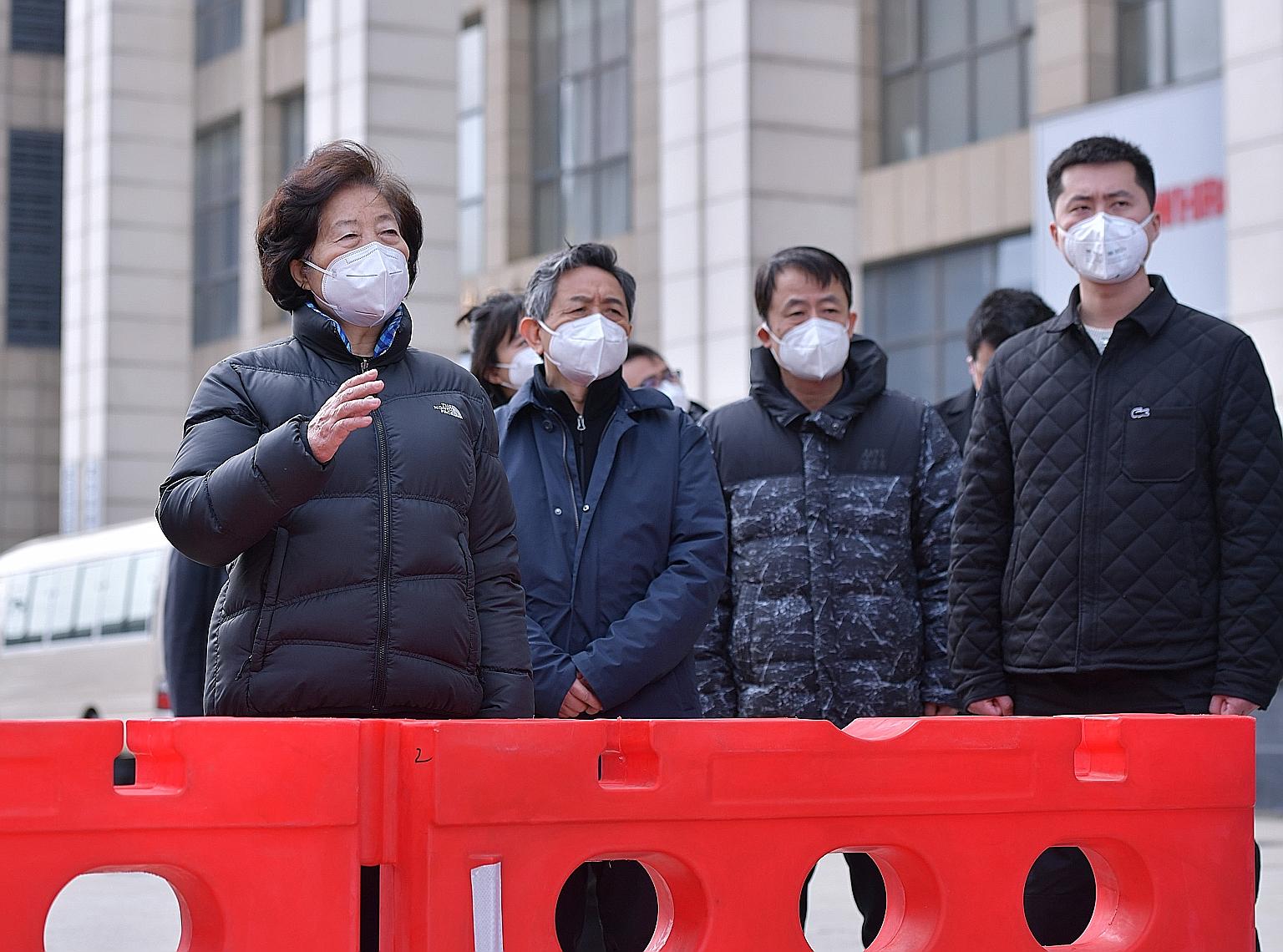 Vice-Premier Sun Chunlan (left) was visiting Wuhan when residents apparently criticised how the local authorities handled the crisis. PHOTO: XINHUA