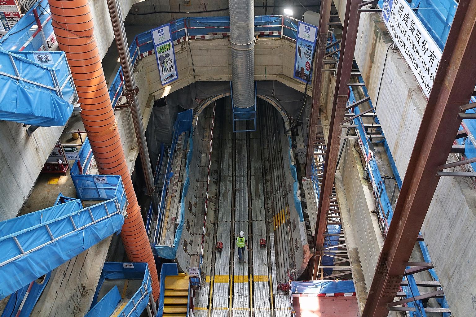 The North East Line extension project site in Sentul Crescent. It will connect the future Punggol Coast station to Punggol station, which itself will be linked to Pasir Ris by an extension to the Cross Island Line (CRL). The CRL extension is expected