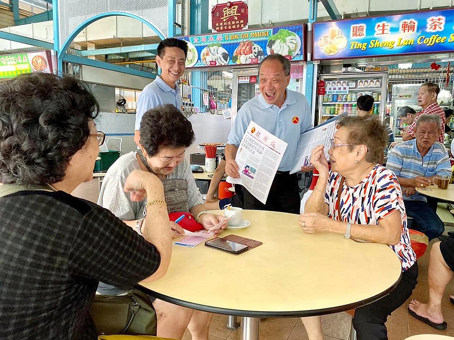 A photo posted online by the WP last November of Mr Low Thia Khiang, an MP for Aljunied GRC, visiting a New Upper Changi Road hawker centre. WP fielded a team in East Coast GRC in the 2015 election.