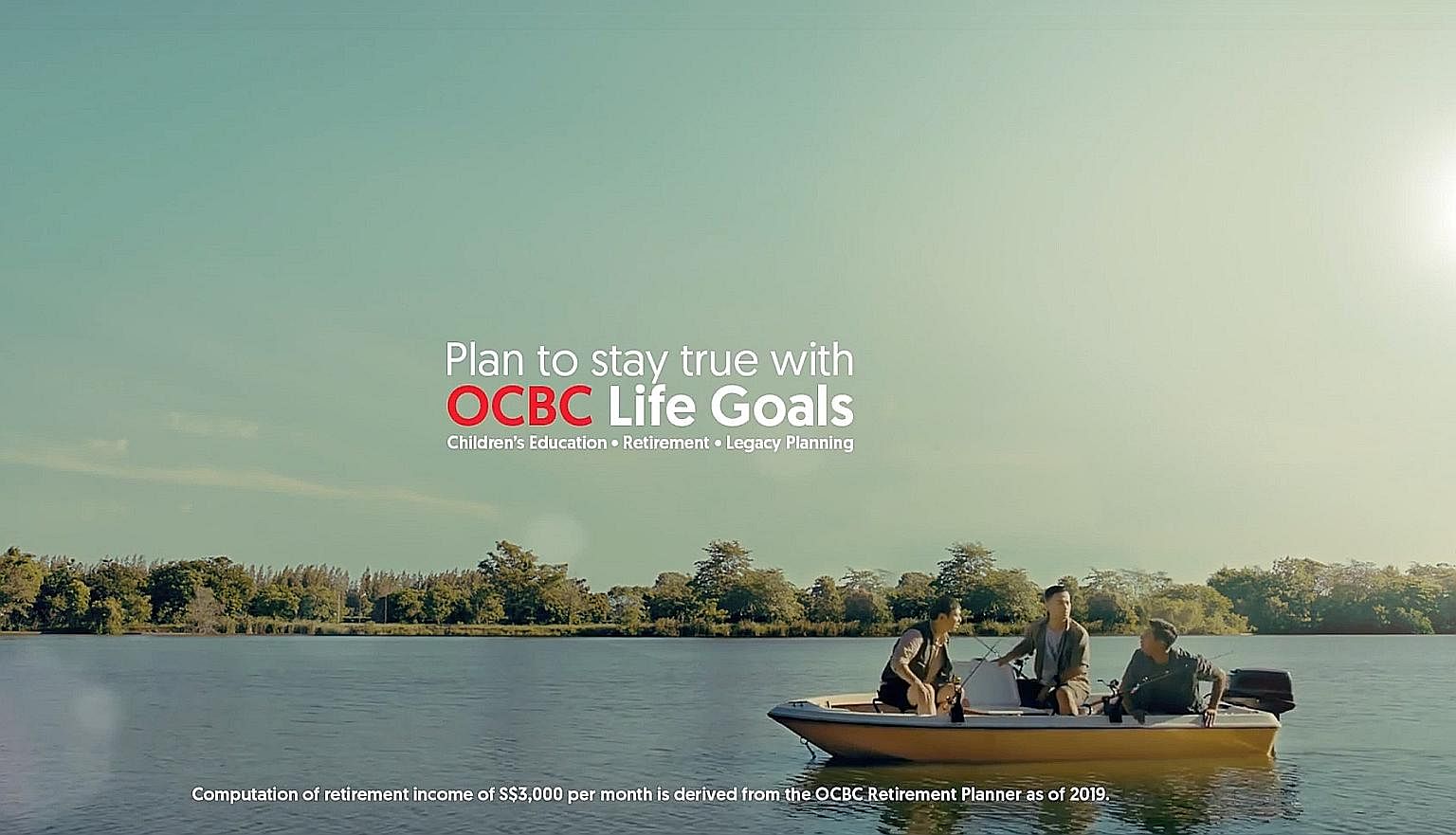 OCBC uses a tongue-in-cheek video of three friends who want to go fishing around the world to get people to think hard about retirement planning. The message is a bold one as it makes people wonder how they can retire happily if they don't have over 