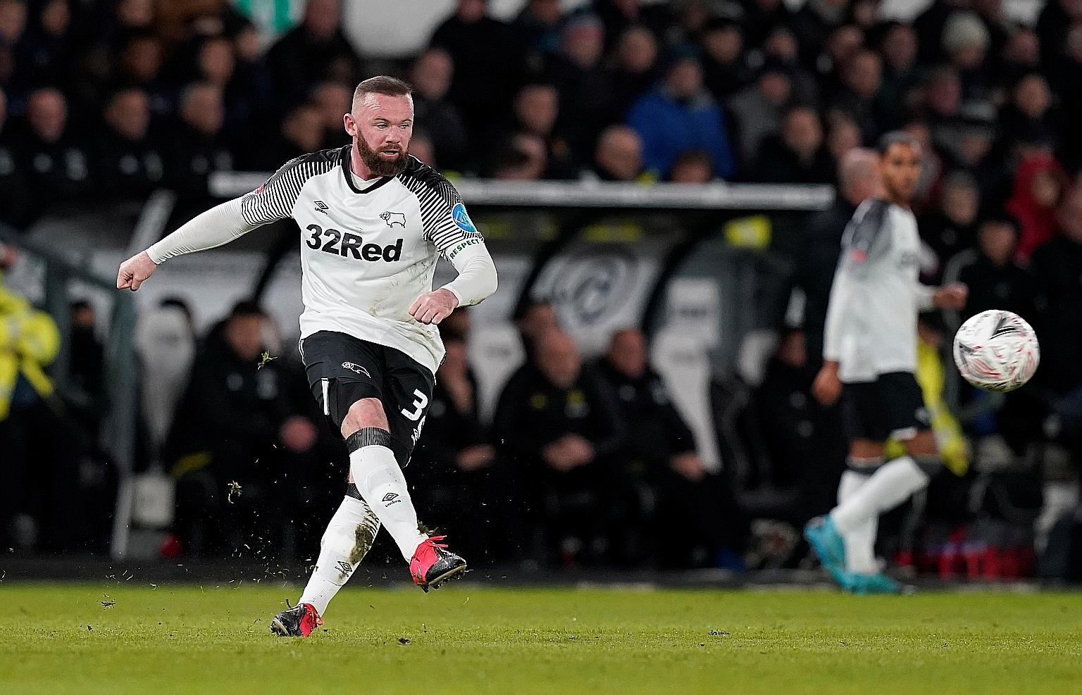 Former England and Manchester United captain Wayne Rooney in Derby's FA Cup fifth-round tie against the Red Devils on March 5. The 34-year-old blasted the British government, the FA and the Premier League for their tardiness in dealing with the coronaviru