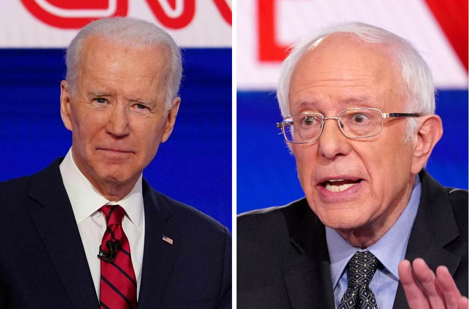 Former US vice-president Joe Biden (left) held a tele-townhall event on Monday night, with many of the questions focused on the coronavirus, while Senator Bernie Sanders held a virtual rally that was live-streamed on digital platforms including Twitt