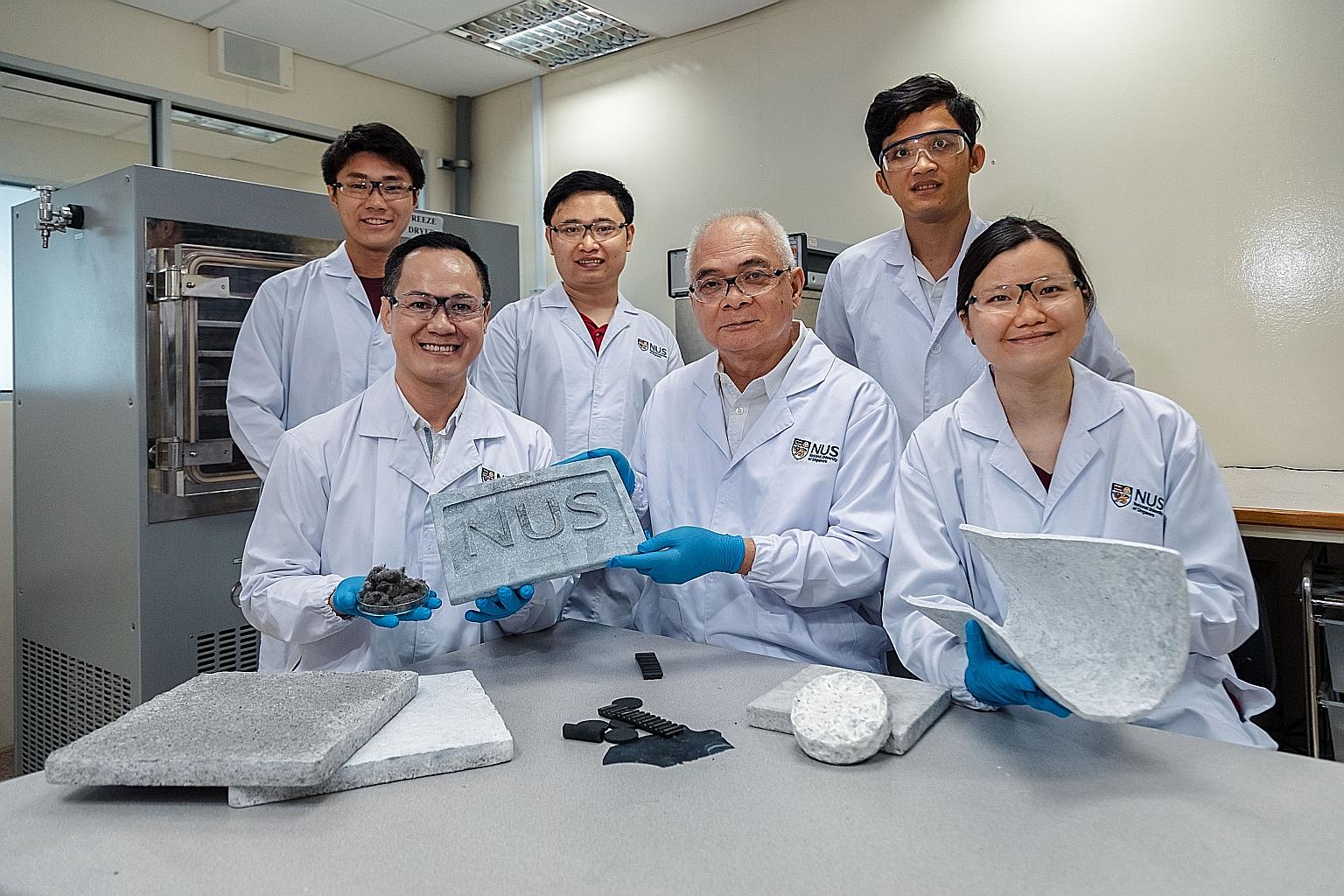 The National University of Singapore team - comprising (front row, from left) Associate Professor Duong Hai Minh, Professor Nhan Phan Thien and Ms Chong Ren Ooi, as well as (back row, from left) Mr Lim Zi En, Mr Thai Ba Quoc and Mr Le Khac Duyen - wi