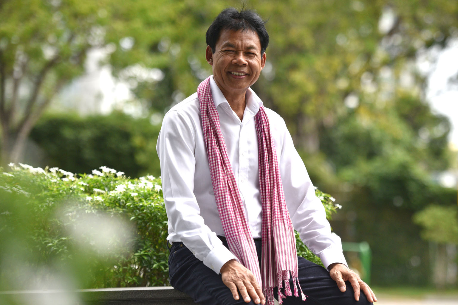 Mr Veng (third from left) with friends at the Khao-I-Dang refugee camp in Thailand in a picture taken in 1980. Mr Veng and his family managed to escape to the camp from Cambodia, which he says "was a miracle". Mr Veng Sereyvuth (left) served as Cambo