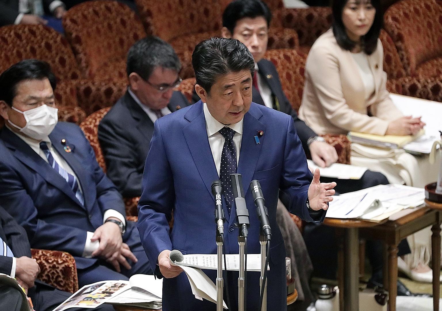 Japanese PM Shinzo Abe acknowledging in Parliament yesterday for the first time that the Tokyo Olympics could be postponed to "give top priority to the athletes".
