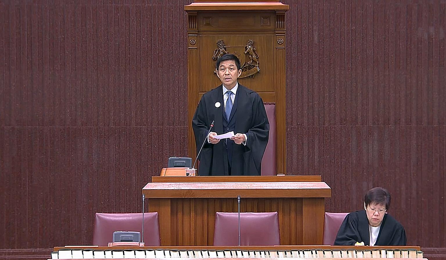 The new safe distancing arrangements, amid the worsening coronavirus outbreak in Singapore, meant some MPs were not able to sit in the Chamber itself. They occupied seats in the galleries on the other levels instead.