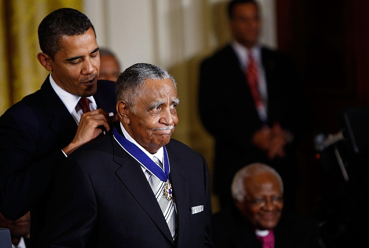 Then President Barack Obama presenting the Medal of Freedom to Reverend Joseph Lowery at the White House in 2009. PHOTO: AGENCE FRANCE-PRESSE