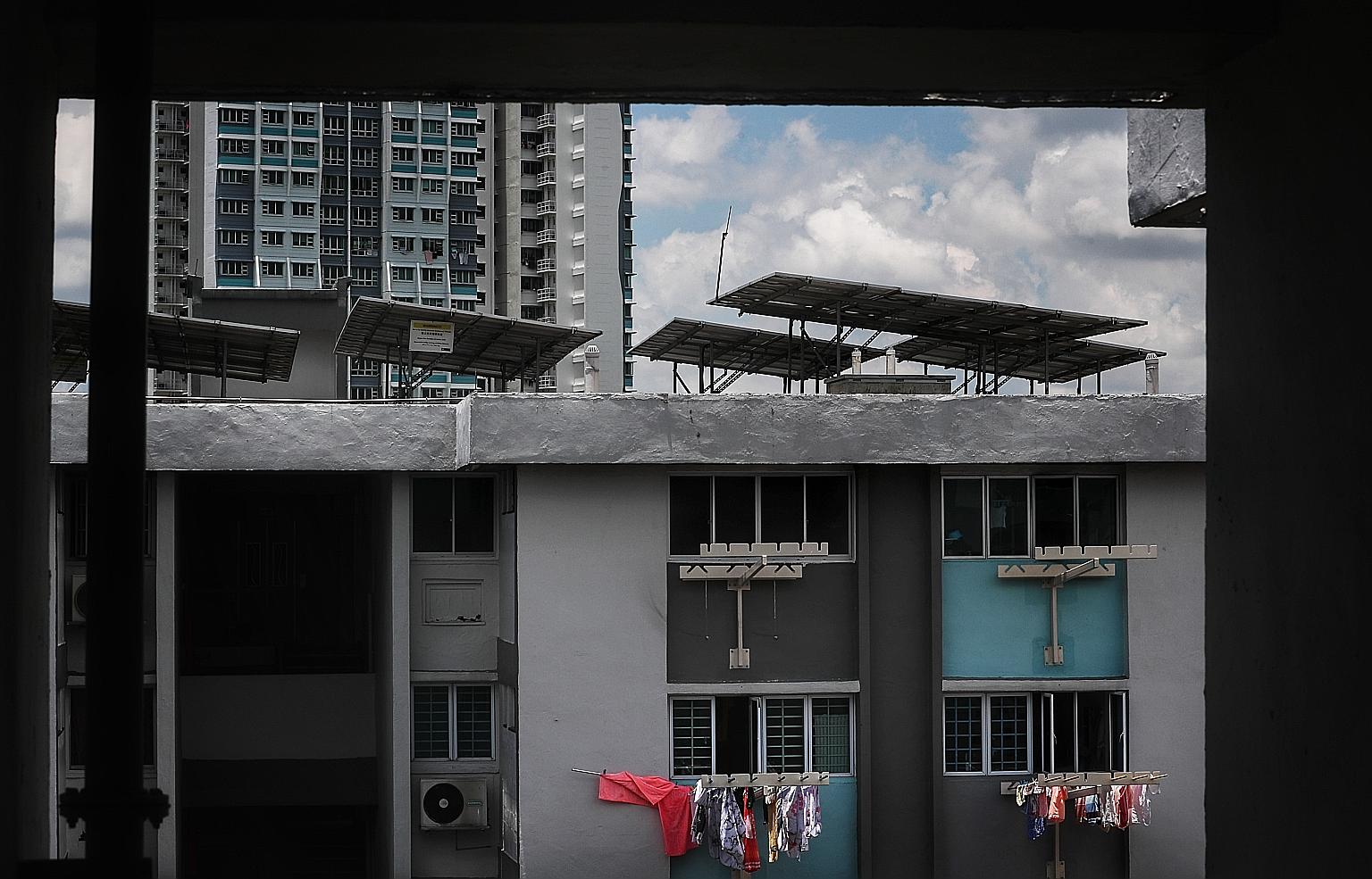 Solar panels on the rooftops of Housing Board blocks in Ang Mo Kio, Singapore. One of the sunniest cities in the world, solar energy is its most viable renewable energy option, Singapore's electricity regulator told Reuters.