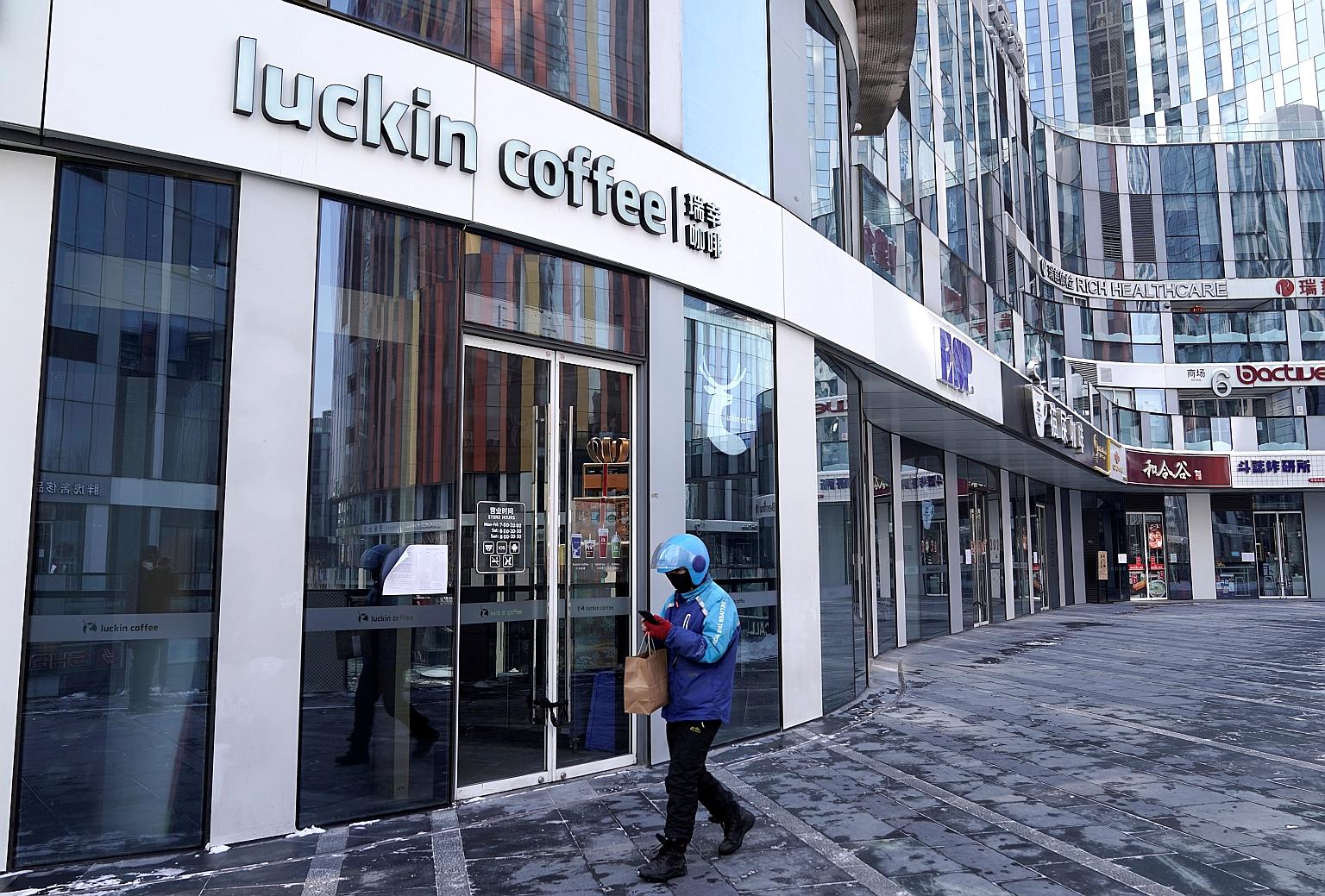 A Luckin Coffee store in Beijing on Feb 7. The formerly high-flying Chinese coffee chain is enmeshed in an accounting scandal that saw its shares plunge almost 80 per cent last week. PHOTO: REUTERS
