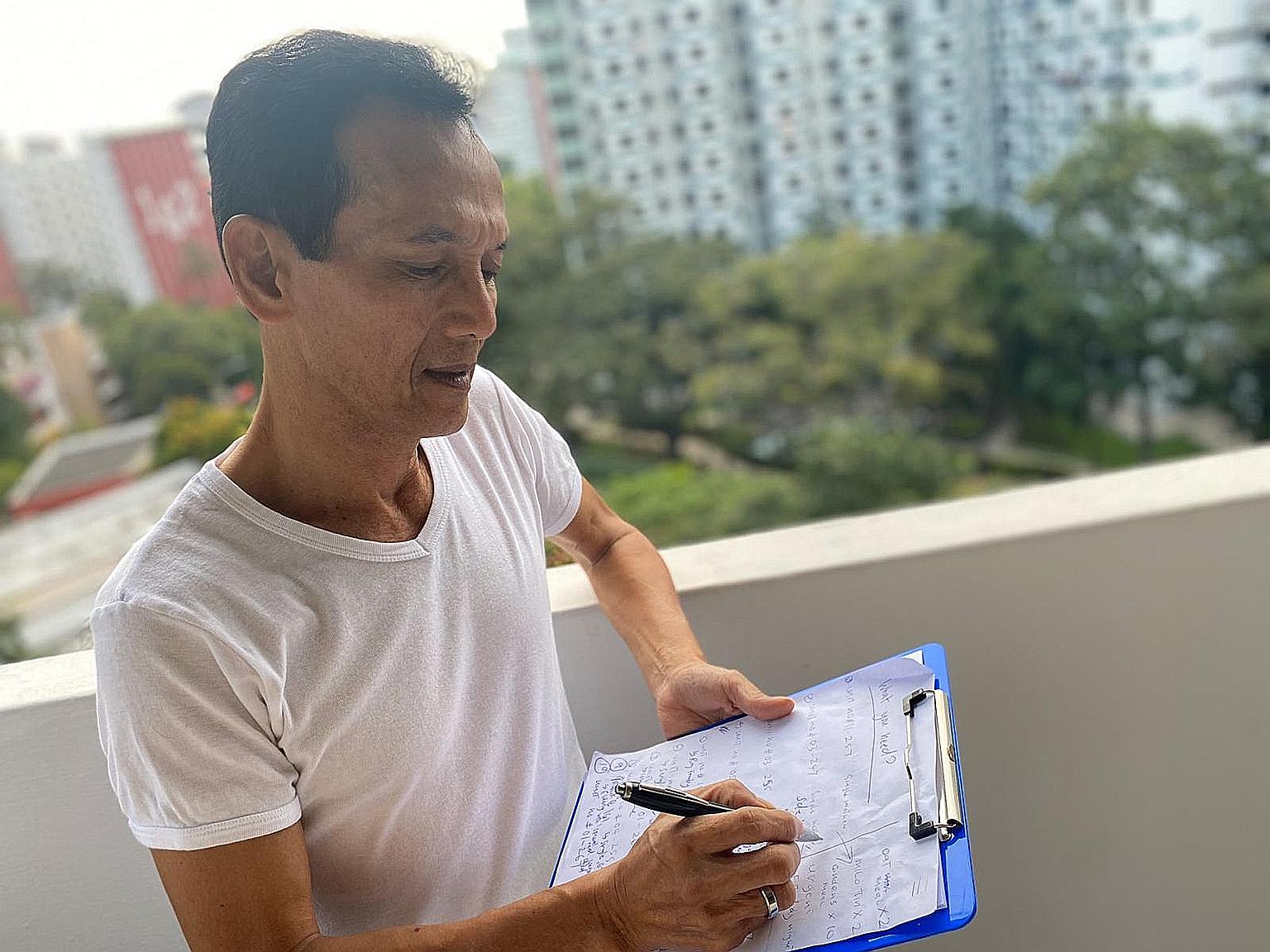Mr Zulkifli Atnawi, 60, helps to get groceries for several Mei Ling Street neighbours, checking in on them and going door to door with a clipboard to compile a list of items they need. PHOTO: COURTESY OF ZULFEQAR ZULKIFLI