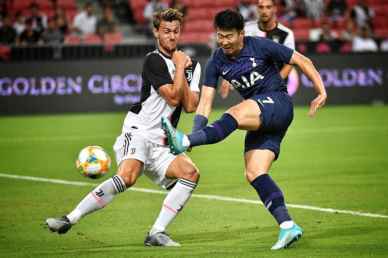 Tottenham's Son Heung-min attempting a shot against Juventus in their ICC game at the National Stadium last July. ICC attendance figures in Singapore have exceeded 300,000 over the years. ST PHOTO: CHONG JUN LIANG