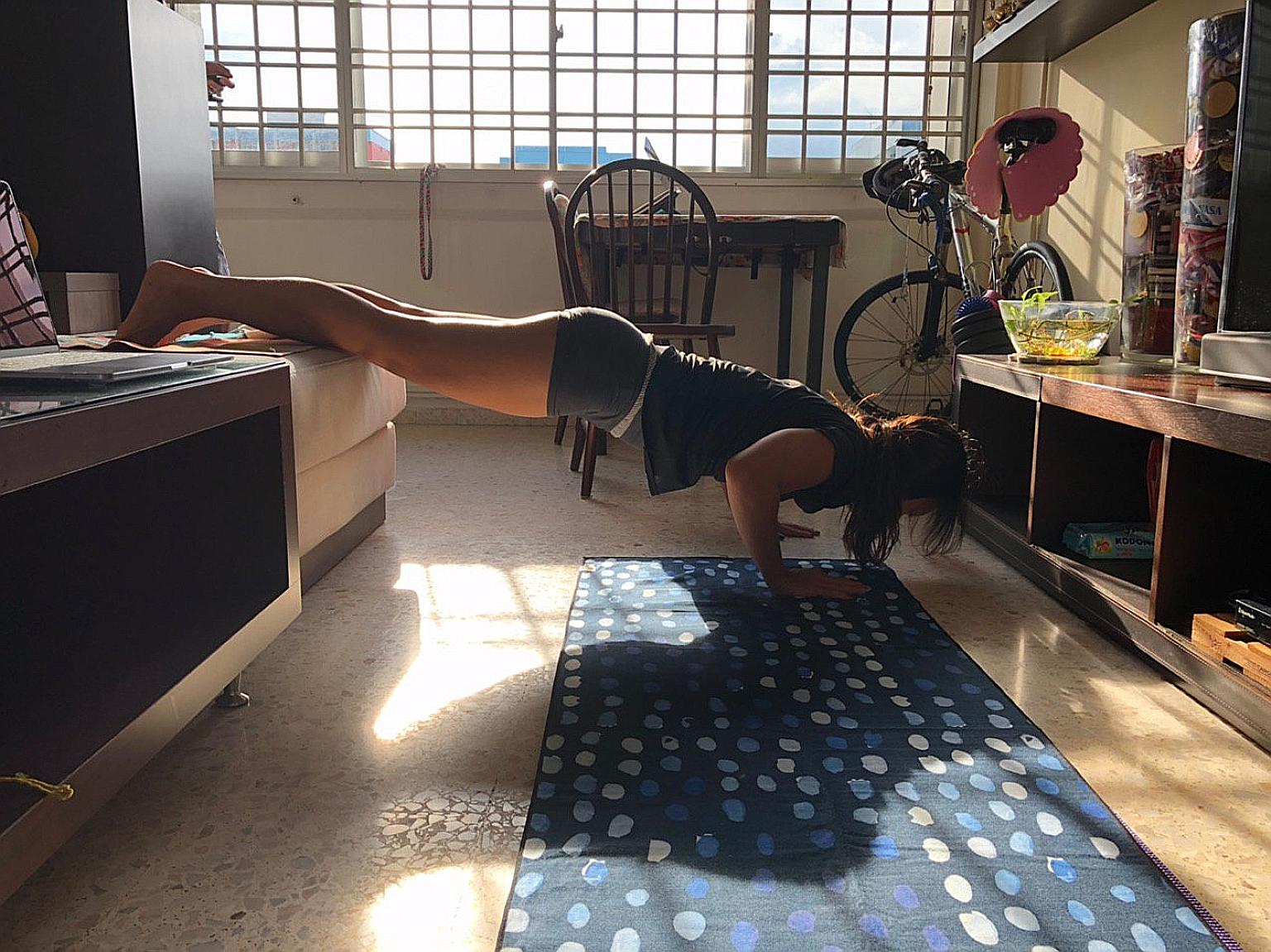 Jiu-jitsu athlete Constance Lien does at least one high-intensity workout every day - spending about 20 minutes on exercises such as burpees and jumping jacks.