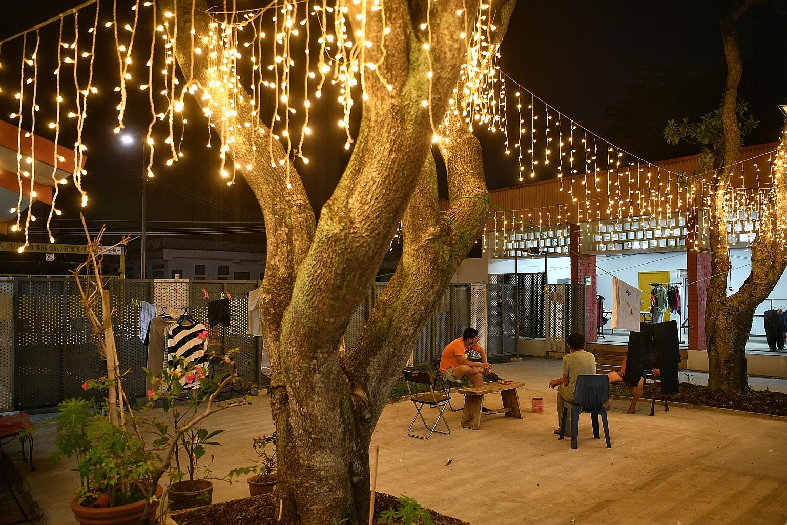 Above: Mr Vincent Koh, 60, has spent the past two weeks sleeping on an old, thin mattress laid on the floor inside a cubicle at the Transit Point @ Margaret Drive shelter. Residents at the Transit Point @ Margaret Drive shelter yesterday. The shelter