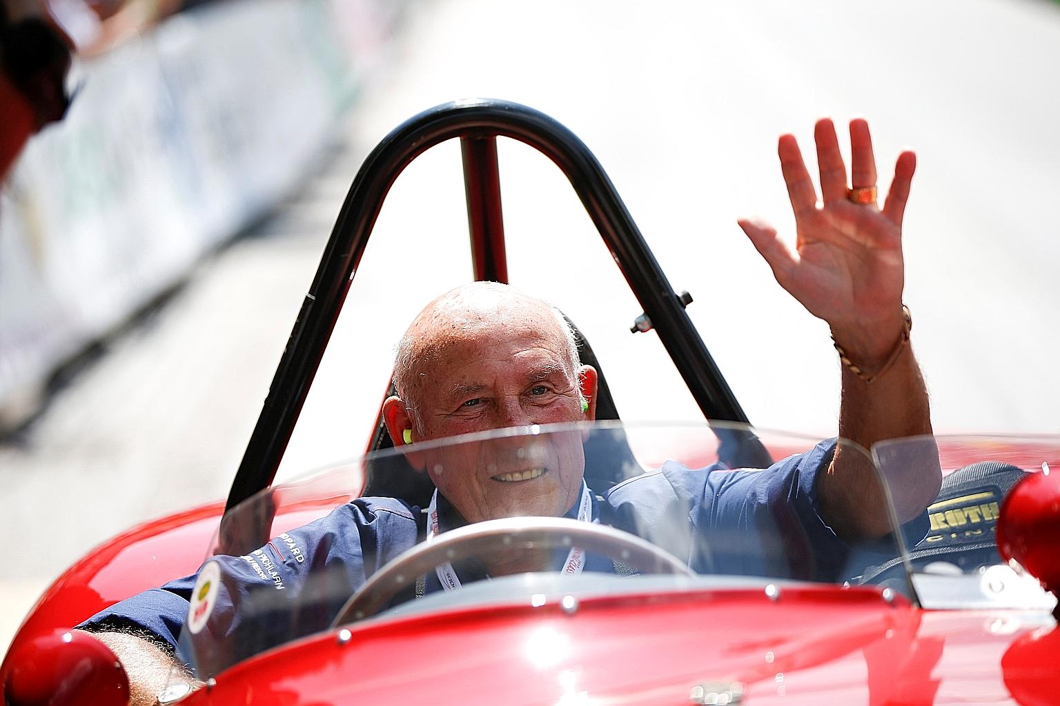 Stirling Moss, pictured here in 2013, was a winner of 16 Formula One grands prix. The proud Briton was forced to retire after a racing crash in 1962 left him paralysed for six months.