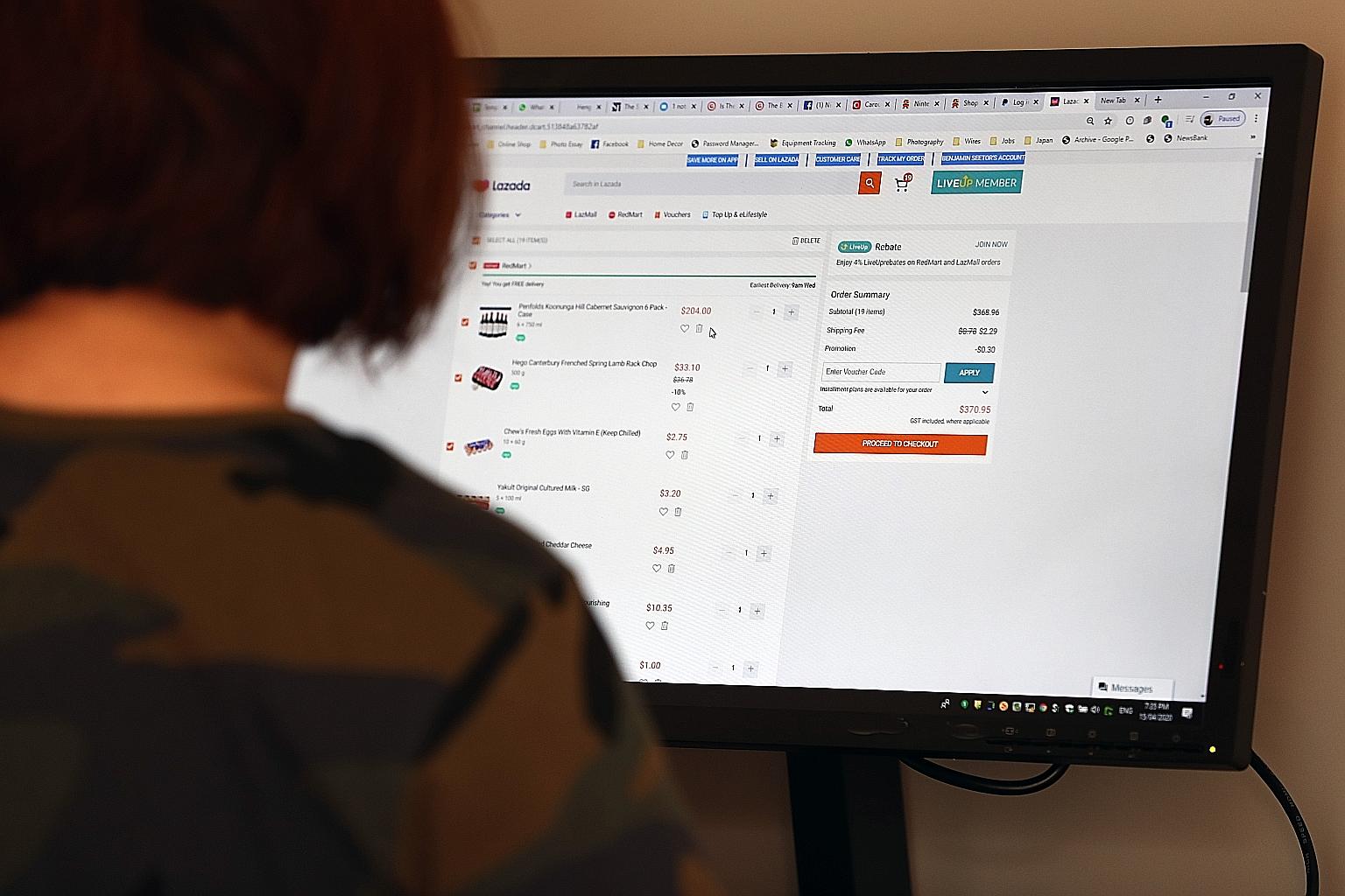 DBS Bank said yesterday that the volume of cashless transactions has nearly doubled in the first three months of this year compared with the same period last year. PHOTO: BENJAMIN SEETOR