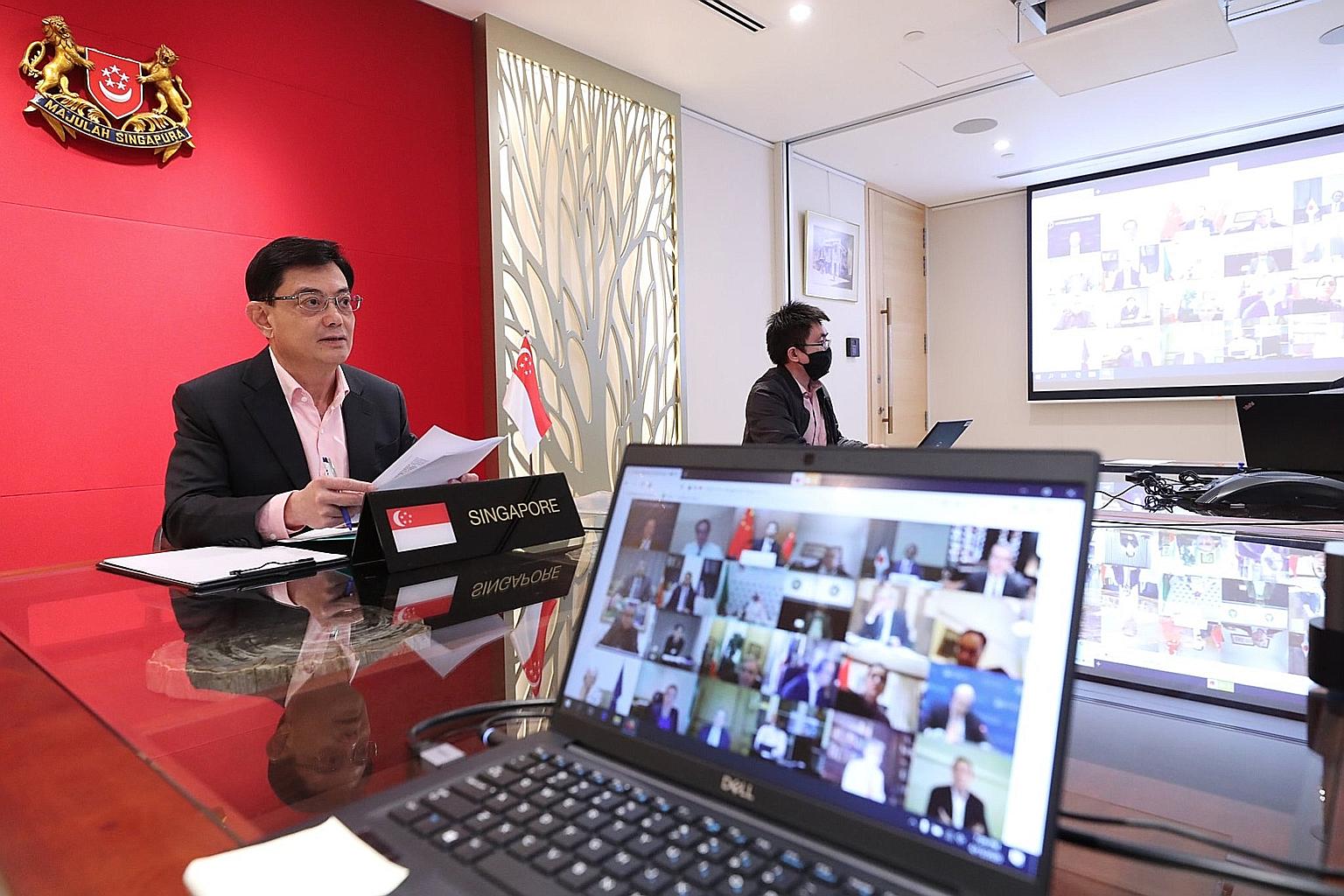 Deputy Prime Minister and Finance Minister Heng Swee Keat participated in the virtual meeting of G-20 finance ministers and central bank governors yesterday. Mr Heng called on countries to share information, accelerate research and use digital techno