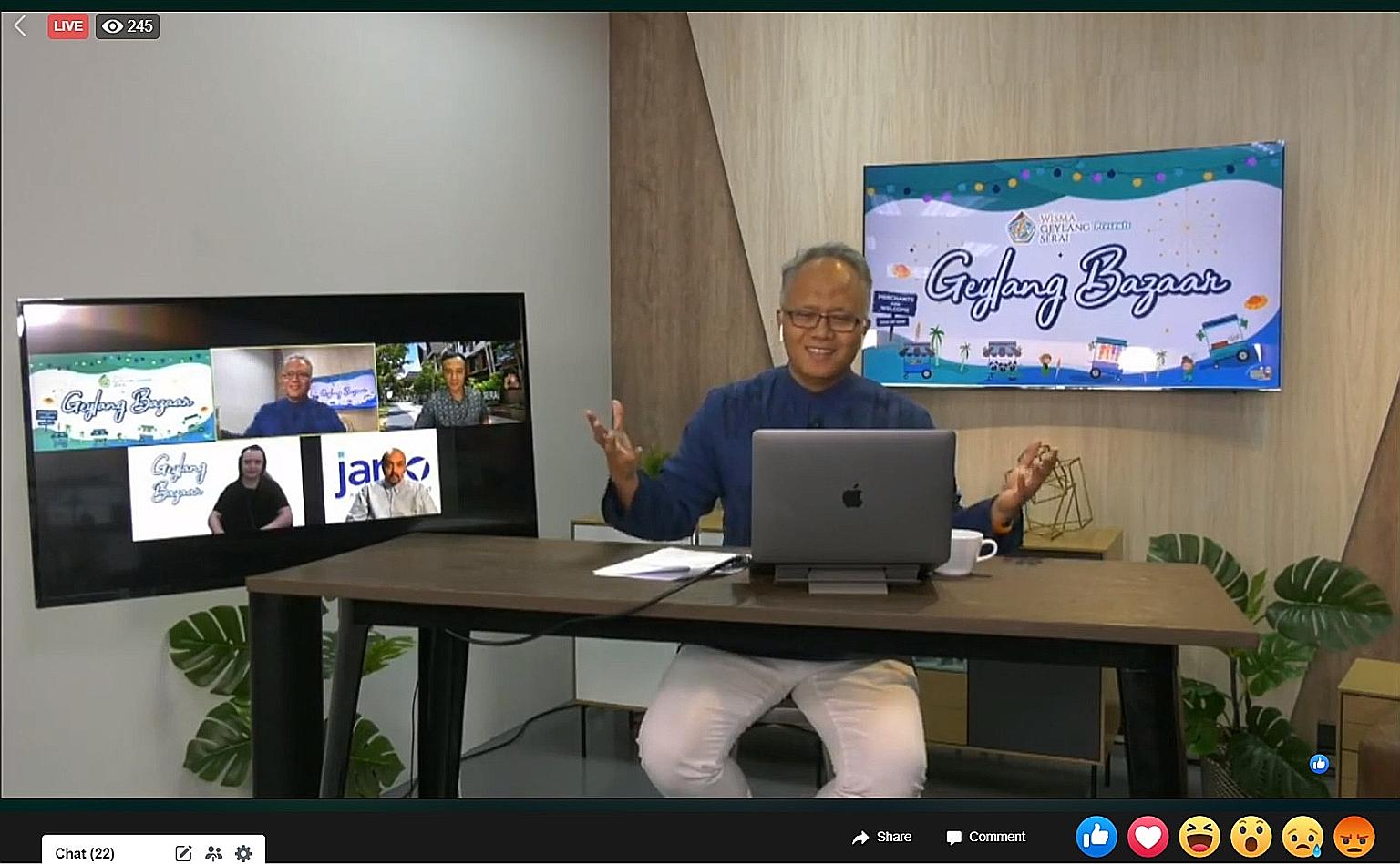 This year's online version of the popular Hari Raya bazaar being launched last night on Facebook Live by host Sujimy Mohamad, managing director of digital content creation agency ScreenBox.