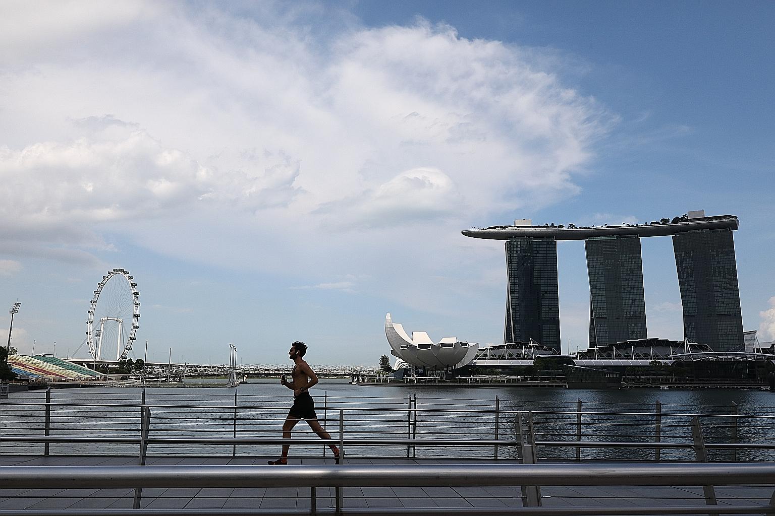 A jogger on the second day of the circuit breaker period in Singapore. A study shows that muscles trained in the past may have a molecular memory of working out despite a prolonged period of inactivity.
