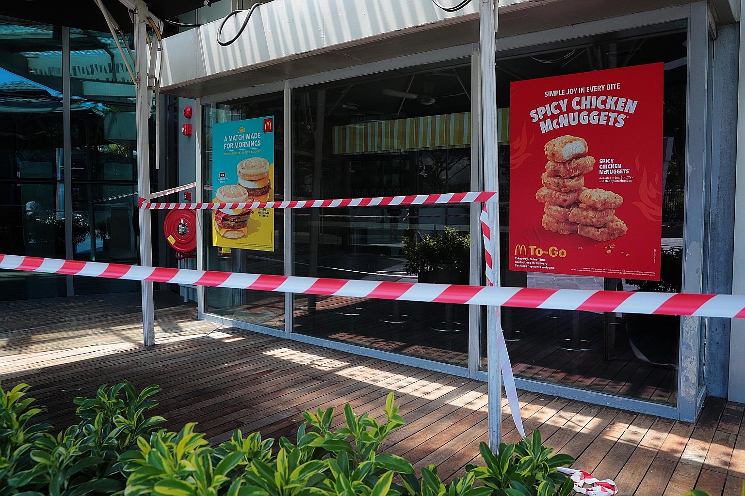 McDonald's closed all its branches here at 11am on Sunday, and said they will remain closed till May 4. ST PHOTO: JASON QUAH