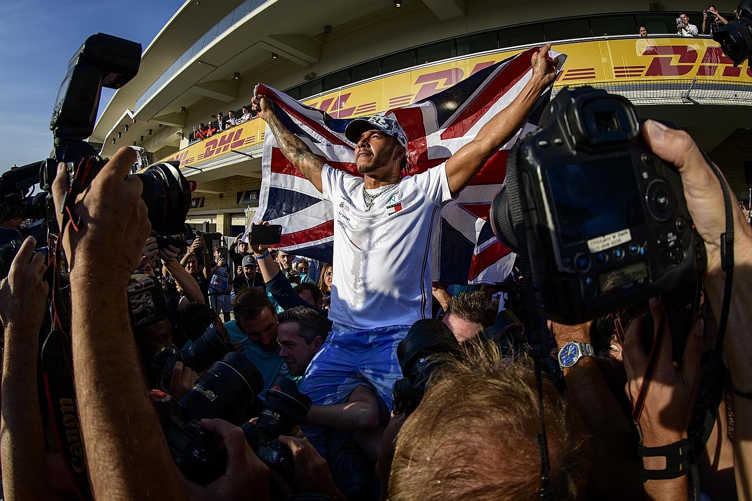 Mercedes driver Lewis Hamilton, who won his sixth world title at last year's US race, says he is "with the people who have cared from day 1". PHOTO: REUTERS
